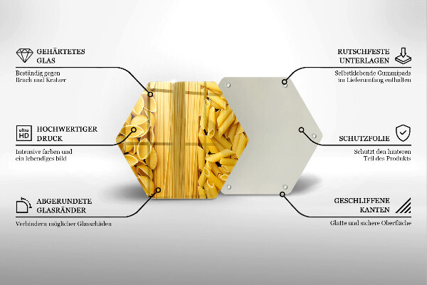 Kuchynská doska veľká zo skla Cestoviny