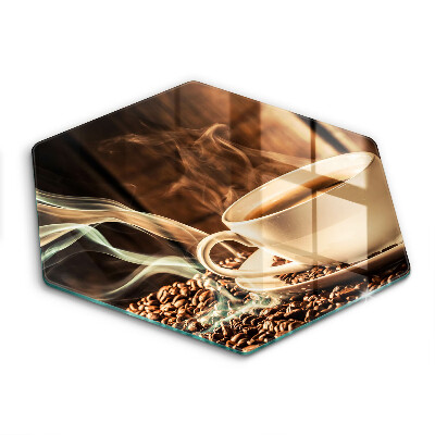 Kuchynská doska veľká zo skla Šálka a kávové zrná