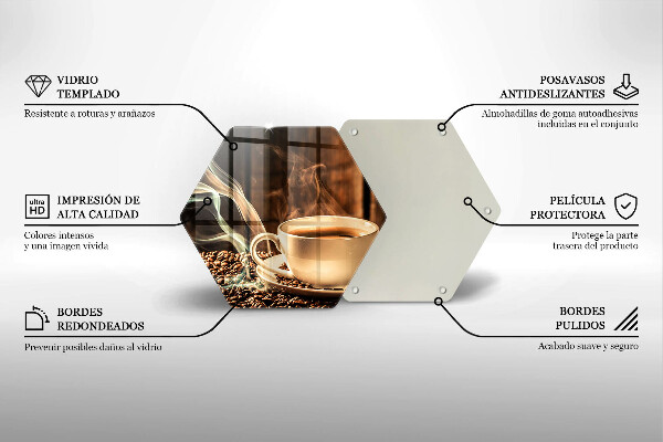 Kuchynská doska veľká zo skla Šálka a kávové zrná