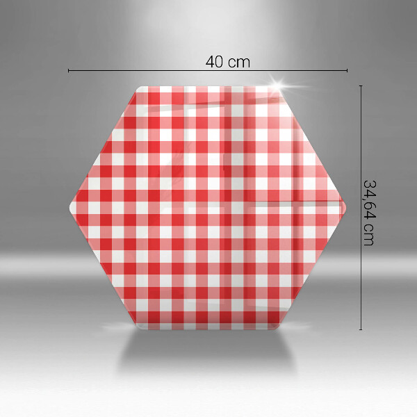 Kuchynská doska veľká zo skla Červeno-biely kockovaný vzor