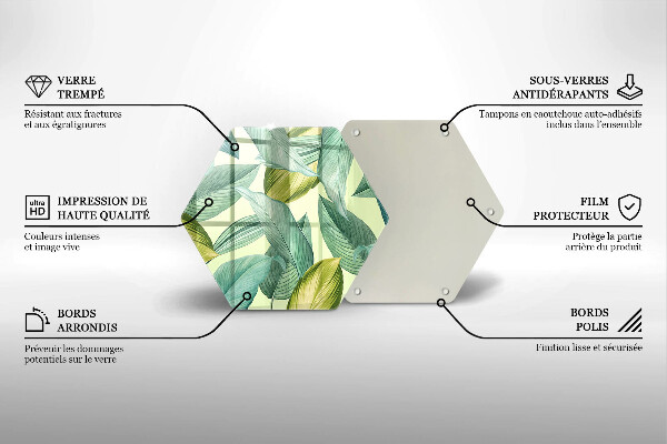 Kuchynská doska veľká zo skla Zelené tropické listy