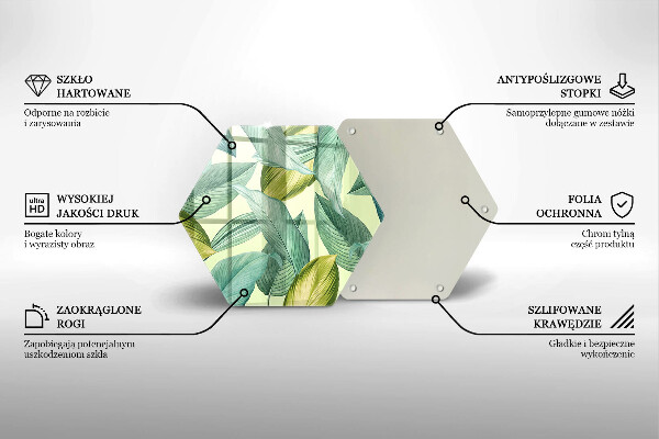 Kuchynská doska veľká zo skla Zelené tropické listy