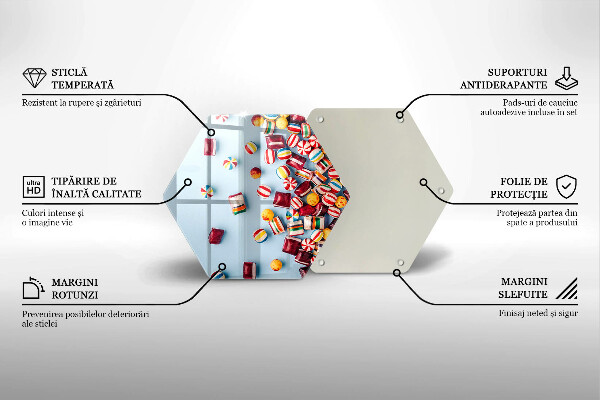 Kuchynská doska veľká zo skla Farebné cukríky