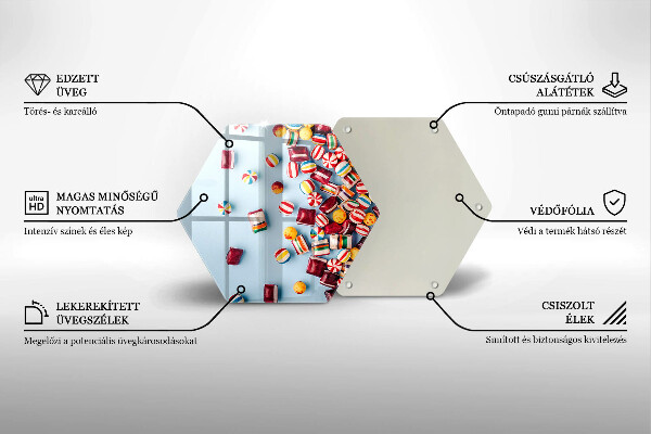 Kuchynská doska veľká zo skla Farebné cukríky