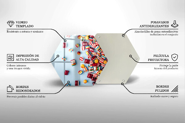 Kuchynská doska veľká zo skla Farebné cukríky