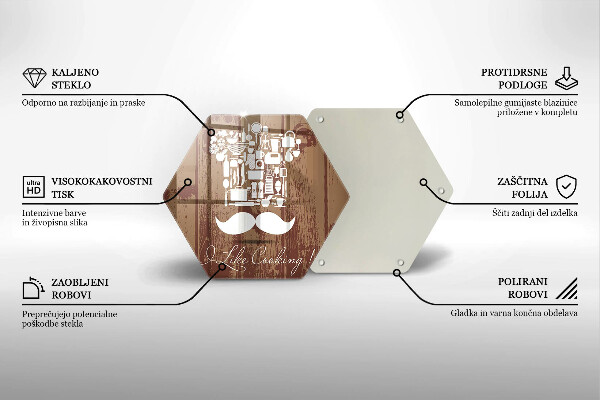 Kuchynská doska veľká zo skla I like cooking