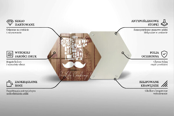 Kuchynská doska veľká zo skla I like cooking