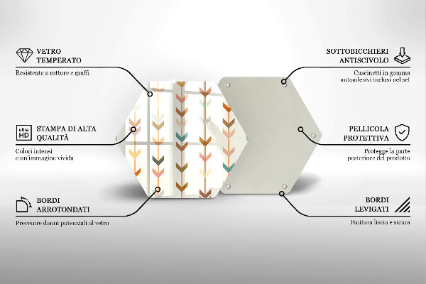 Kuchynská doska veľká zo skla Geometrické prvky