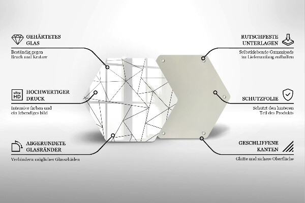 Kuchynská doska veľká zo skla Biele trojuholníky