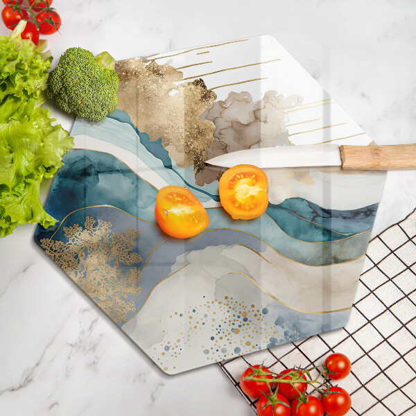 Kuchynská doska veľká zo skla Farebný mramor