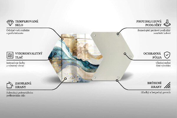 Kuchynská doska veľká zo skla Farebný mramor