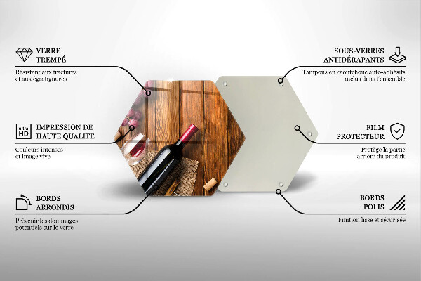 Kuchynská doska veľká zo skla Fľaša červeného vína