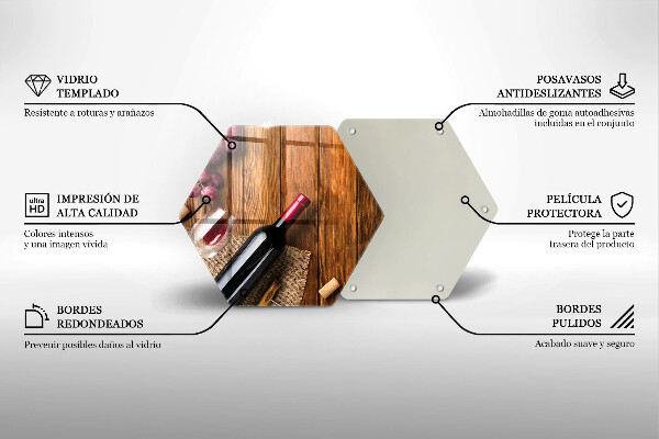 Kuchynská doska veľká zo skla Fľaša červeného vína