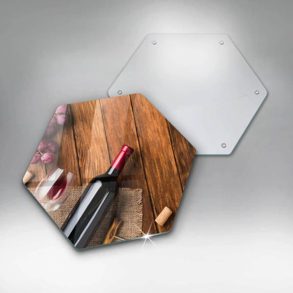 Kuchynská doska veľká zo skla Fľaša červeného vína