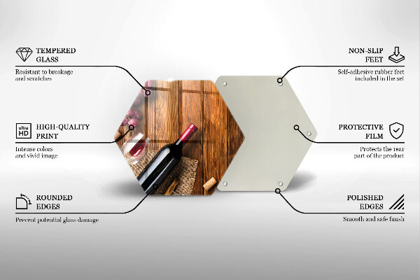 Kuchynská doska veľká zo skla Fľaša červeného vína