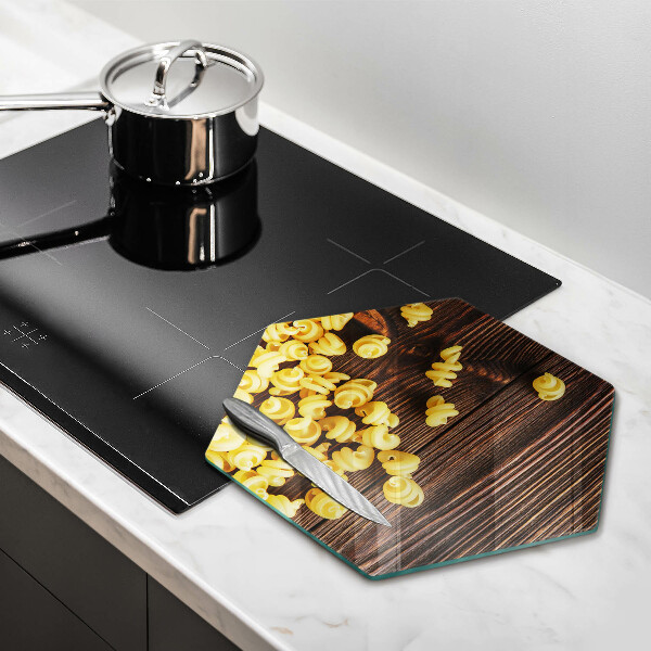 Kuchynská doska veľká zo skla Cestoviny na stole