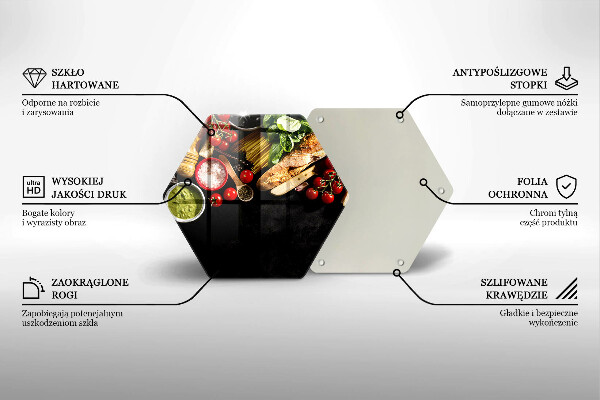 Kuchynská doska veľká zo skla Talianske prísady a koreniny