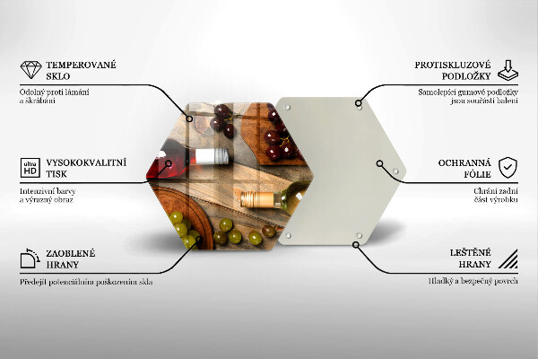 Kuchynská doska veľká zo skla Fľaše na víno a hrozno