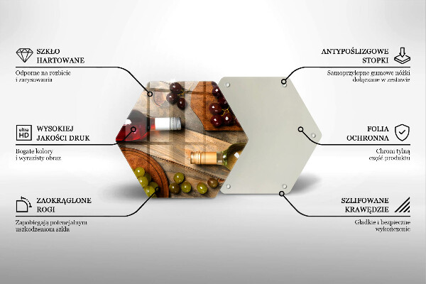 Kuchynská doska veľká zo skla Fľaše na víno a hrozno