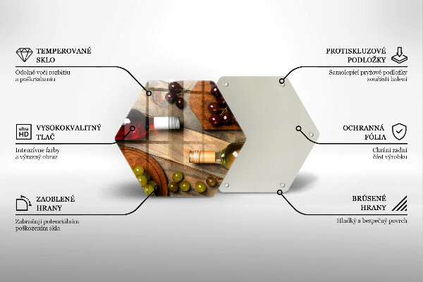 Kuchynská doska veľká zo skla Fľaše na víno a hrozno