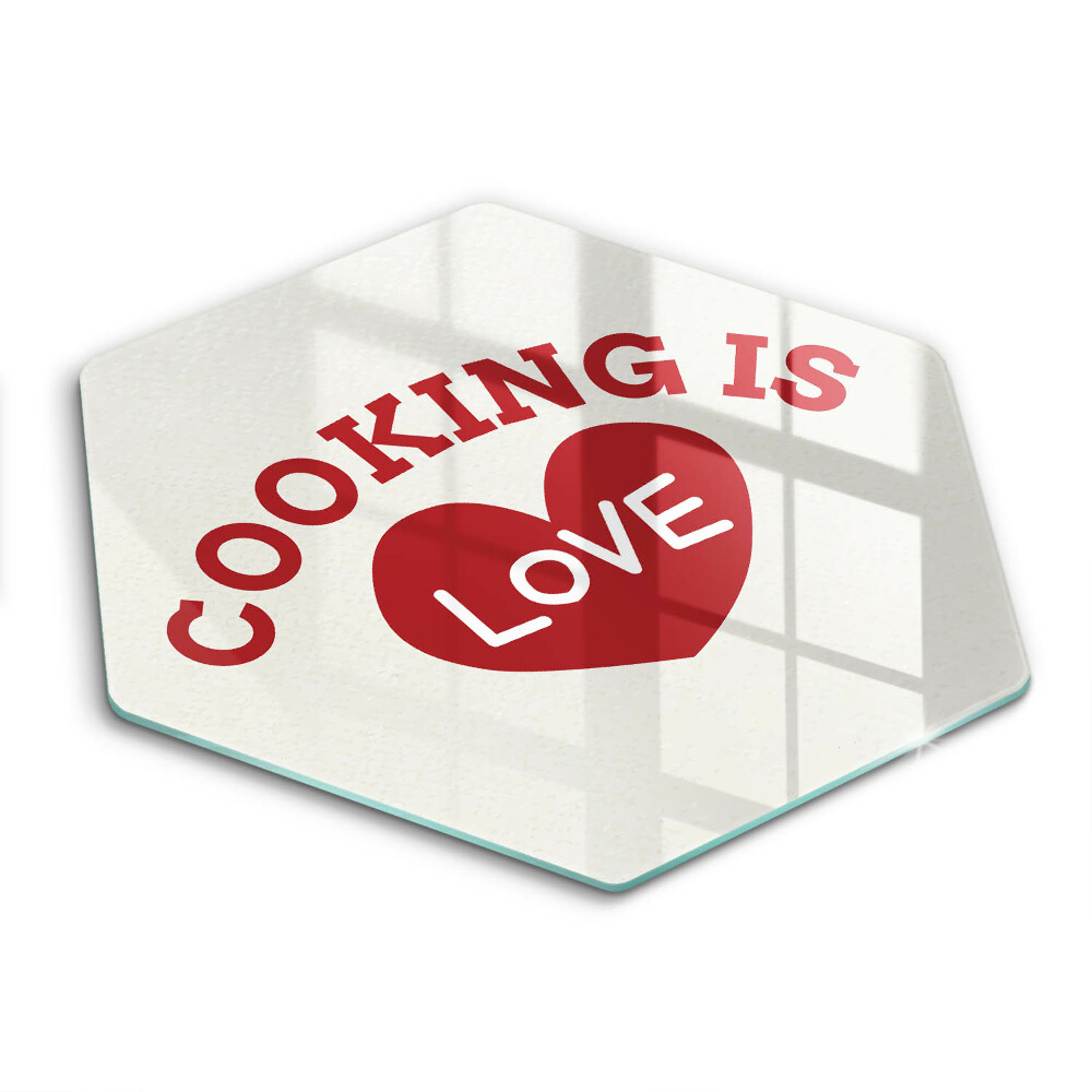 Kuchynská doska veľká zo skla Cooking is love