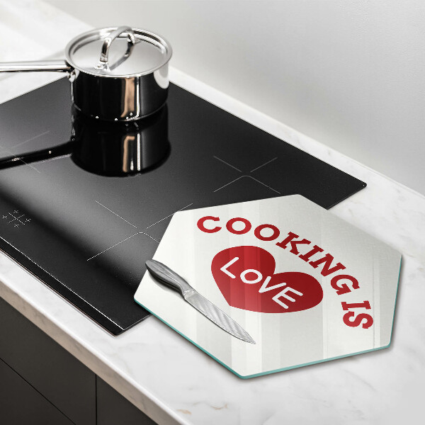 Kuchynská doska veľká zo skla Cooking is love