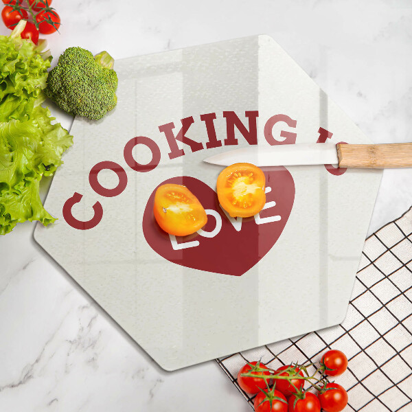 Kuchynská doska veľká zo skla Cooking is love
