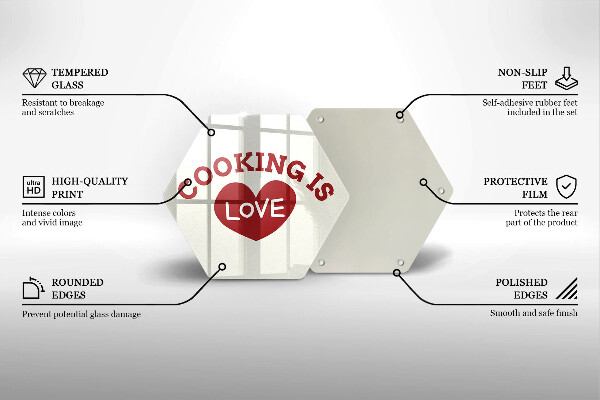 Kuchynská doska veľká zo skla Cooking is love