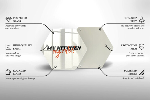 Kuchynská doska veľká zo skla Nápis My kitchen my rules