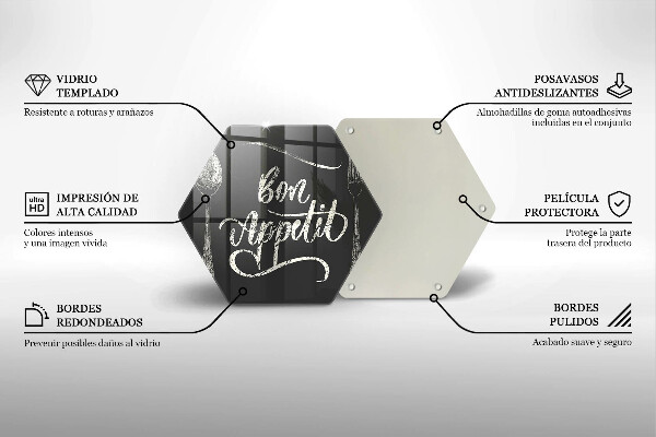 Kuchynská doska veľká zo skla Nápis Bon Appetit