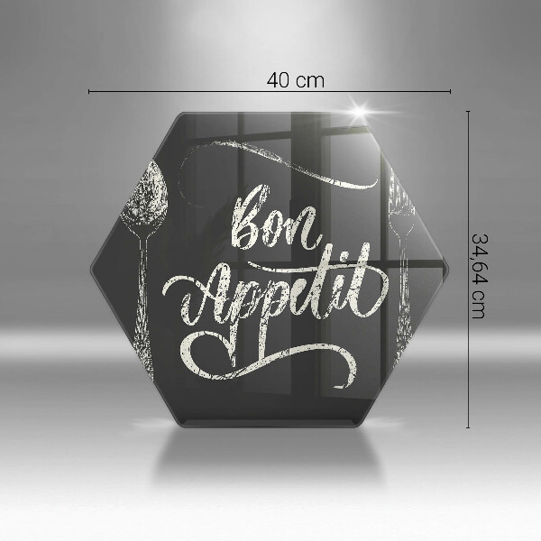 Kuchynská doska veľká zo skla Nápis Bon Appetit