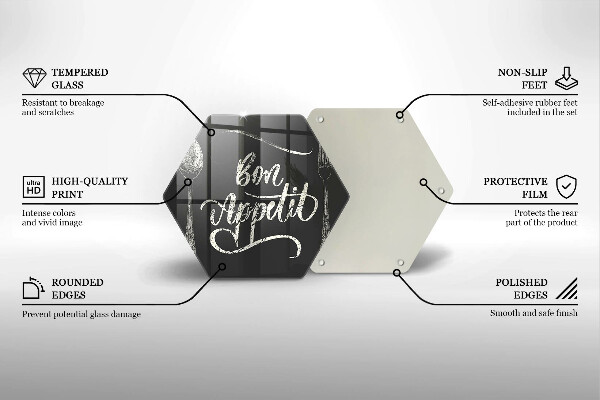 Kuchynská doska veľká zo skla Nápis Bon Appetit