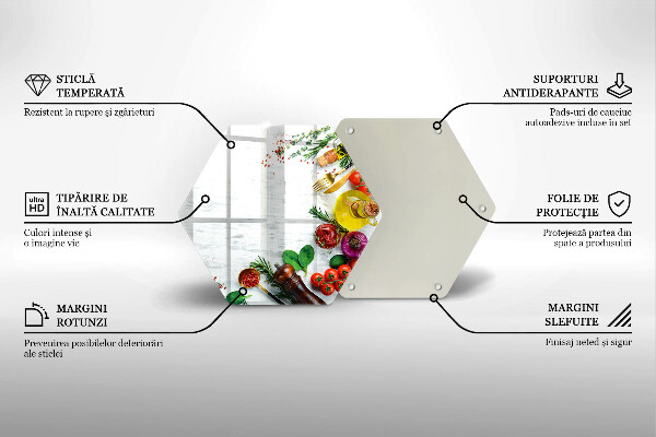 Kuchynská doska veľká zo skla Zelenina a korenie