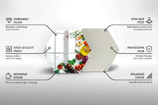 Kuchynská doska veľká zo skla Zelenina a korenie