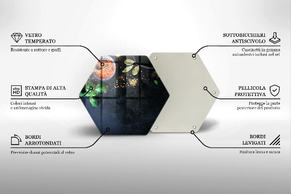 Kuchynská doska veľká zo skla Misky s korením