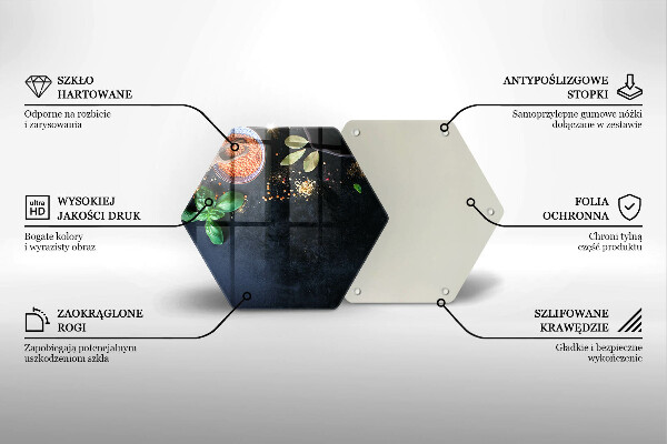 Kuchynská doska veľká zo skla Misky s korením
