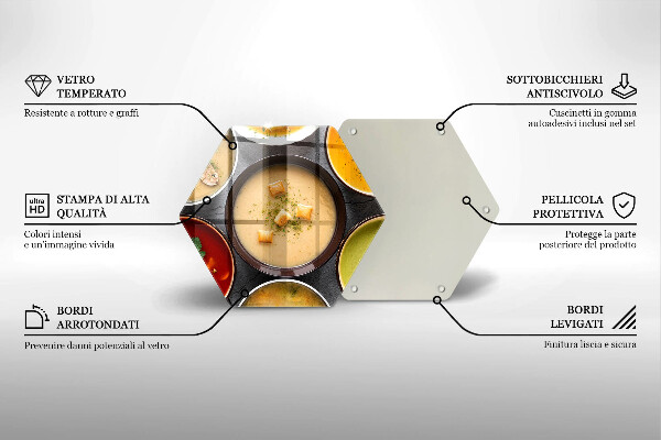 Kuchynská doska veľká zo skla Farebné polievky