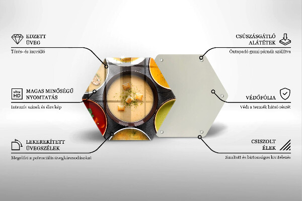 Kuchynská doska veľká zo skla Farebné polievky