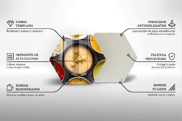Kuchynská doska veľká zo skla Farebné polievky