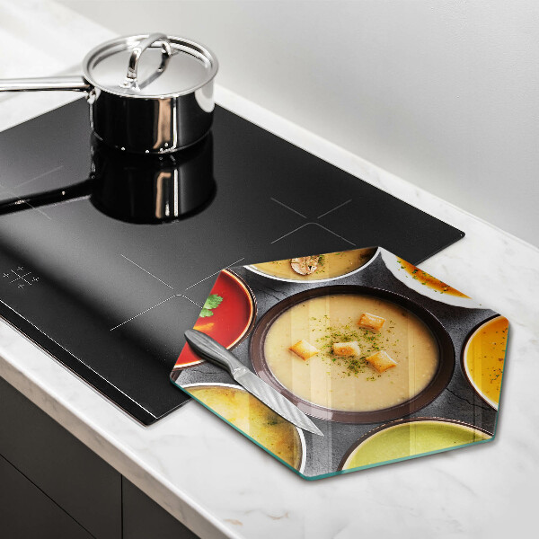 Kuchynská doska veľká zo skla Farebné polievky