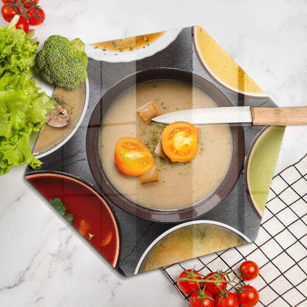 Kuchynská doska veľká zo skla Farebné polievky