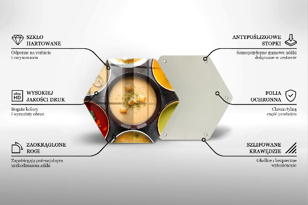 Kuchynská doska veľká zo skla Farebné polievky