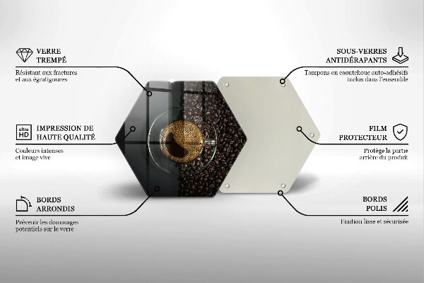 Kuchynská doska veľká zo skla Káva a fazuľa