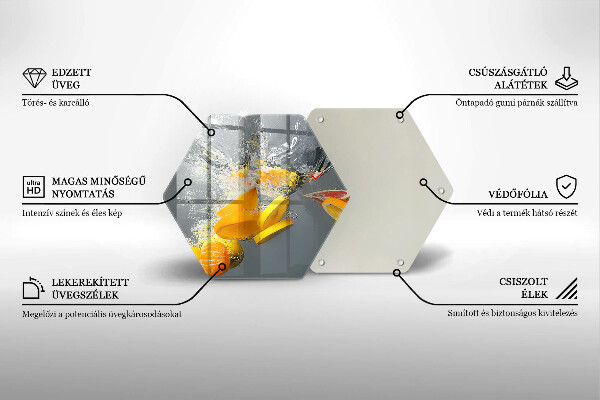 Kuchynská doska veľká zo skla Citróny vo vode
