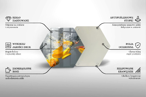 Kuchynská doska veľká zo skla Citróny vo vode