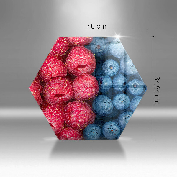 Kuchynská doska veľká zo skla Plody maliny a čučoriedky