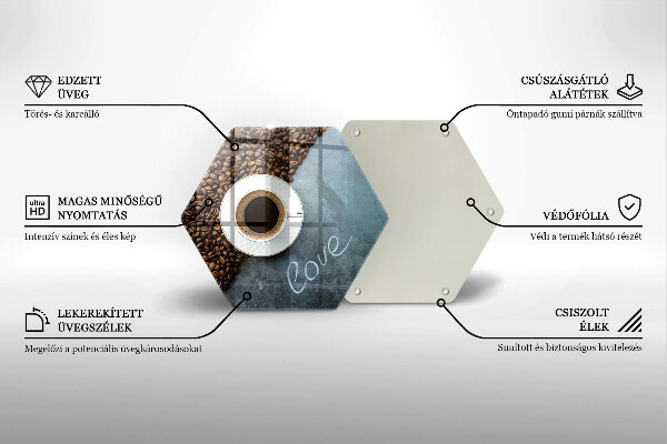 Kuchynská doska veľká zo skla Kávové zrná a šálka