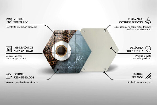 Kuchynská doska veľká zo skla Kávové zrná a šálka