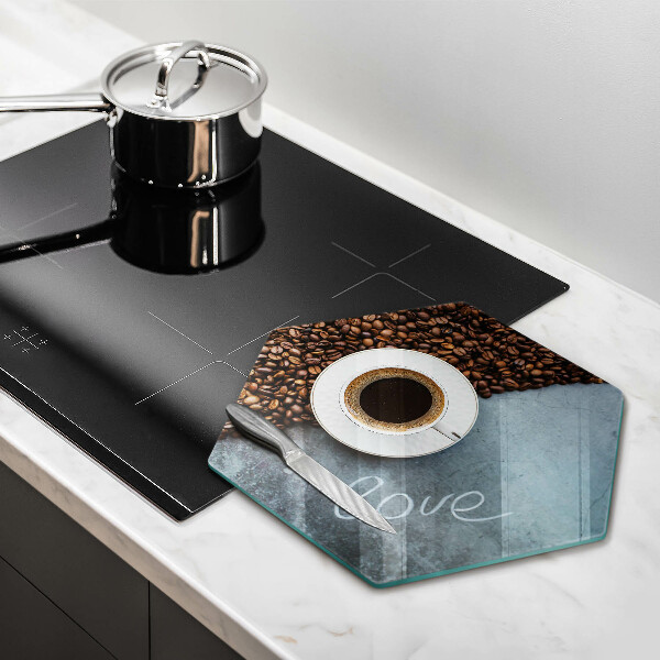Kuchynská doska veľká zo skla Kávové zrná a šálka