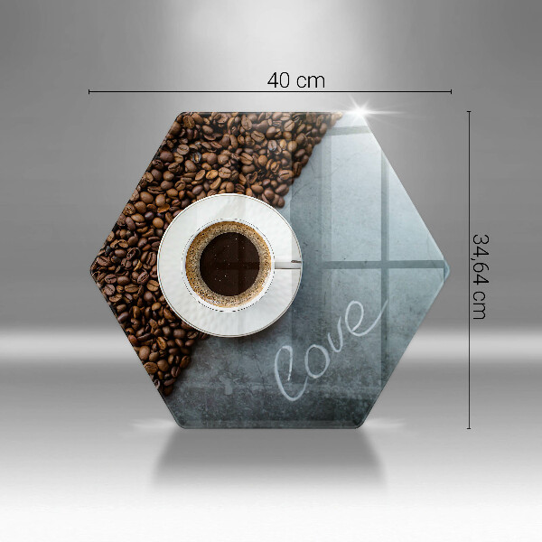 Kuchynská doska veľká zo skla Kávové zrná a šálka